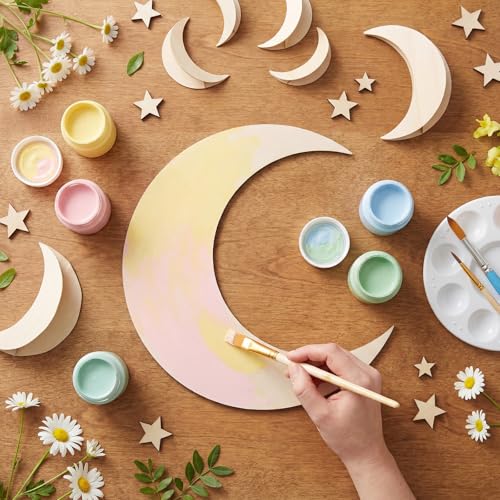 12 Pack 12 Inch Unfinished Wood Crescent Moon Cutout for Crafts - color: Moon, size: 12 Inch