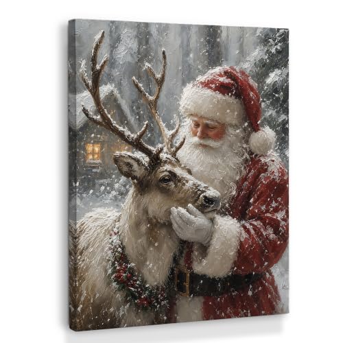XINCEYWJ Winter Christmas Santa and Reindeer Wall Art Decor 11x14 Inches - color: santa-2, size: 11x14in