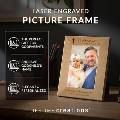 Godfather Gifts, Personalized Picture Frame 4x6 Vertical Engraved Wood - color: Custom - Godfathers, size: 4" x 6" Portrait
