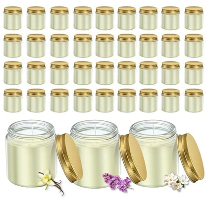 ACITHGL 36 Pcs 4oz Mini Mason Jar Candles Small Scented Candles Bulk Aromatherapy Ideal Souvenir Favors for Wedding Birthday Party (Vanilla, Lilac, Gardenia, Gold) - color: Gold, style: Vanilla, Lilac, Gardenia