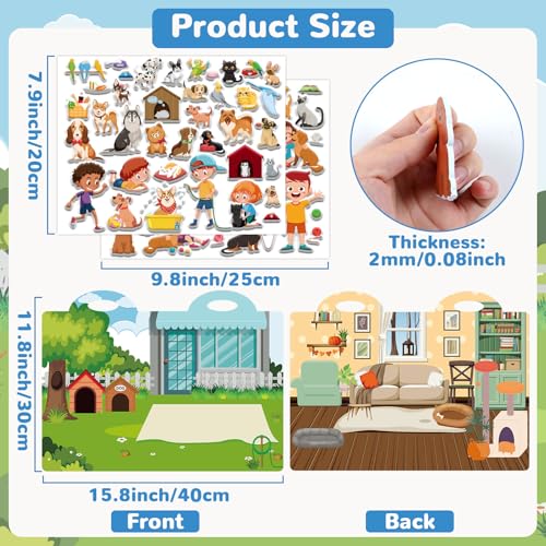 Pet Shop 3D Puffy Sticker Activity Book 100 Reusable Stickers Activities Puppy Sticker Book Cute Dog Cats Christmas Removable Stickers for Gifts Toys Supplies Favor - style: Pet Shop