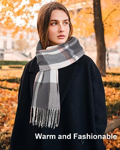 Loritta Winter Scarf for Women, Long Plaid Shawl Wraps Scarves Gifts - color: S-light Gray Beige Lattice