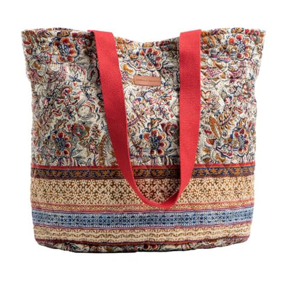 Maison d' Hermine Shopping Bags Cotton Quilted Tote Bag with Zipper Pockets - color: 040 - Jaipur