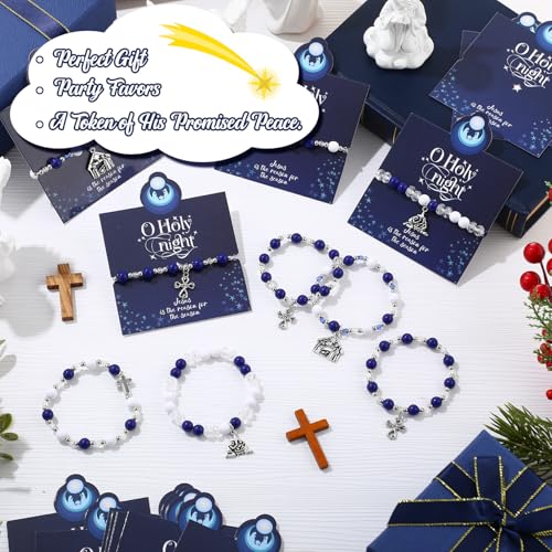 Quelay 20 Set Christmas Nativity Christian Gift Cross Scene Beaded Bracelet