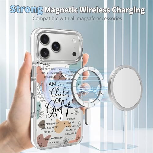for iPhone 17 Pro Max/iPhone 18 Pro Max Case [Compatible with Magsafe],Girls Women Clear Magnetic Case Silicone Shockproof Protective Cover with Pattern Bible Verses - color: Bible Verses, size: iPhone 17 Pro Max/iPhone 18 Pro Max