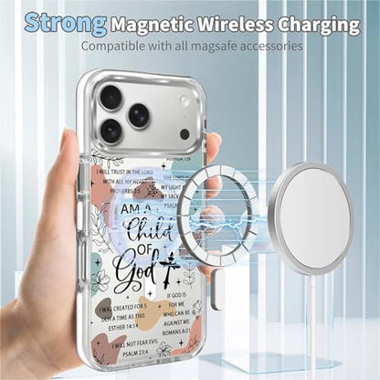 for iPhone 17 Pro Max/iPhone 18 Pro Max Case [Compatible with Magsafe],Girls Women Clear Magnetic Case Silicone Shockproof Protective Cover with Pattern Bible Verses - color: Bible Verses, size: iPhone 17 Pro Max/iPhone 18 Pro Max
