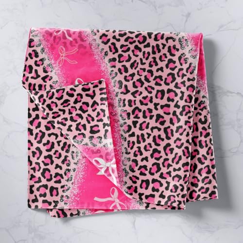 Erosebridal Bow Leopard Print Tapestry For Bedroom Aesthetic,Cheetah Print Tapestry 71x92,Princess Bow Wall Artwork,Animal Skin Texture Wall Tapestries - color: Black Pink, size: 92.5"L x 70.9"W