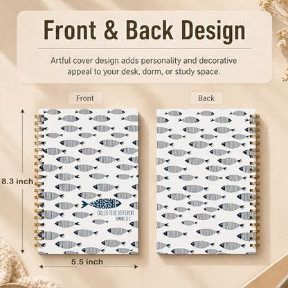 Christian Fish Coastal Beach Spiral Notebook, Romans 12:2 Bible Verse Journal, Christian Gifts for Women Men, Religious Scripture Hardcover Lined Notebook Journal, 5.5x8.3 Inch - color: pattern-17