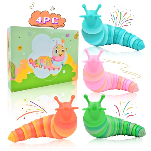 Cevioce 4Pcs Party Favors - Fidget Toys Slugs for Students & Classroom Prizes - Goodie Bag Stuffers for Kids 3-5 Easter Gifts for Boys Girls Easter Basket Stuffers for Kids Toddlers B - style: 4PCS - B -Medium Size