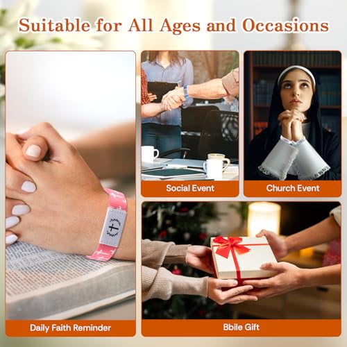 12PCS Bible Verse Bracelets Jesus Christian Bracelet with NFC Elastic Wearable Scripture Bracelets Bulk Inspirational Bibles Religious Jewelry Easter Gifts for Teens Women Men Tap to Pray Bracelet