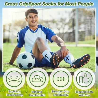 Chicingyou 6 Pairs Cross Grip Soccer Socks Religion Crew Socks - color: White