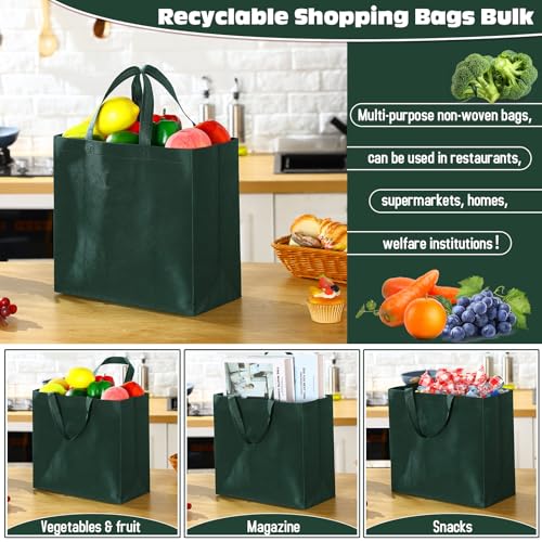 Windyun Reusable Grocery Bags Non Woven with Handles - color: Dark Green