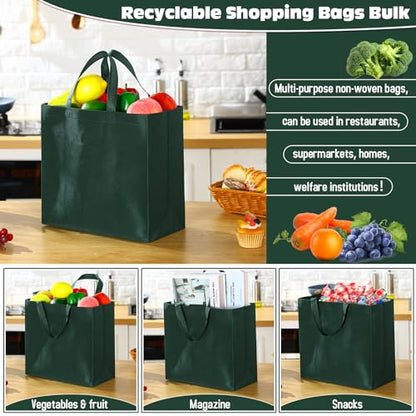 Windyun Reusable Grocery Bags Non Woven with Handles - color: Dark Green