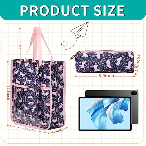 Kids Cute Tote Bags for Boys Girls Ages 4-16,Handbags with Pencil Case, Book Tote Bags with Zipper for School and Playtime (pink) - color: Pink