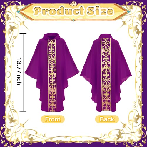 Clergy Vestments Chasuble Cross Robe Priest Cloak Church Mass - color: Purple