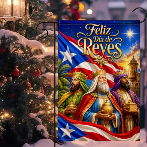 IVN Puerto Rico Three Wise Men Garden Flag 12x18 Inch Double Sided - color: Puerto Rico Wise Men