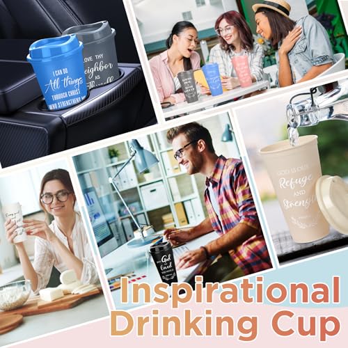 Skylety 20 Pack Christian Gifts Bulk 16oz Bible Verse Tumbler with Lids - color: Morandi Color
