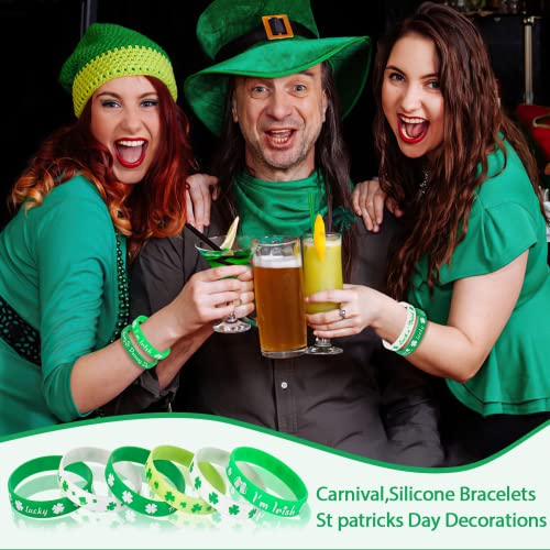 42pcs St. Patrick's Day Silicone Bracelets, Green Shamrock Rubber Wristband - style: St. Patrick's Day Style