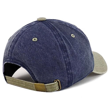 Trendy Apparel Shop Dad Embroidered Pigment Dyed Low Profile Cotton Cap - color: Navy Khaki