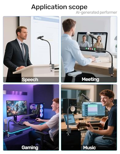 19“ Gooseneck Microphone Stand for Desk, Heavy-Duty Clamp, Easy Clamp-On - size: Heavy-Duty Clamp