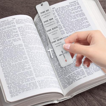 COCHIE 3PCS Metal Bookmark Bulk Christian Gifts, First Communion Gifts for Women Men Girls Boys, Bible Bookmarks with Cross Tassel, Religious Bookmark Faith Gifts Easter Basket Fillers (Cross)
