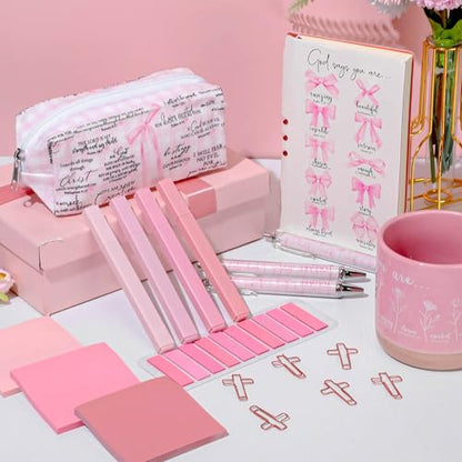 Reallnaive 25 Pcs Bible Study Journaling Kit for Women Christian Gift, Pink - color: Pink, style: Bible verse