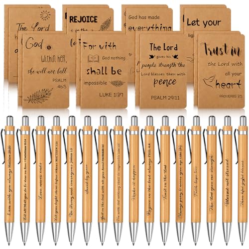 Funrous 32 Pcs Mini Notebooks with Pens Adults Party Favors, Bible - style: Bible