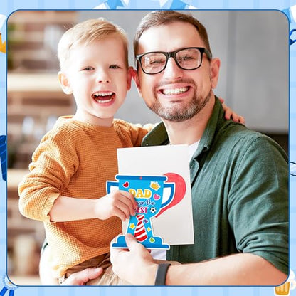 ANGOLIO Father's Day DIY Crafts for Kids - 123Pcs Happy Father's Day Make Your Own Trophy Stickers Craft Kit Hanging Ornaments for Classroom Home Activity Sunday School VBS Party Favors Best Dad Gifts - style: Father's Day