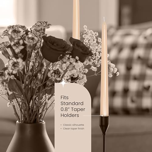 Leor & Lair Beige Taper Candles, 12 Pack, 10" Long Candlesticks, Unscented - color: Beige