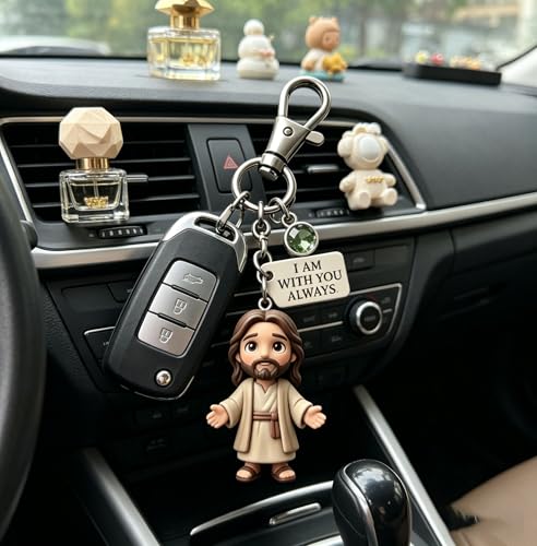 A Little Jesus for You - Mini Keychain & Poem Card Set, I Am With You Always Pocket Reminder, Christian Faith Gift - color: July