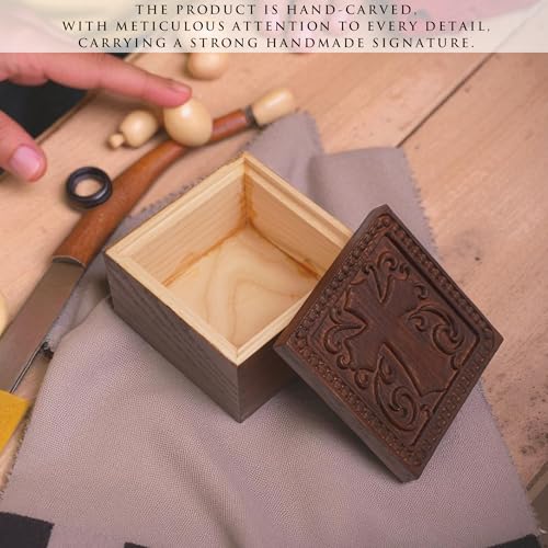 Hand-Carved Wooden Cross Keepsake Box, Christian Prayer Box, Rosary Holder - color: KAT_ KL Cross Keepsake Box