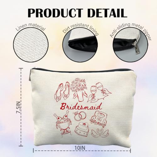 Bridesmaid Proposal Gifts Canvas Makeup Bag for Women Bestie - color: bridesmaid 2