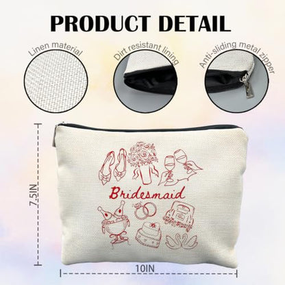Bridesmaid Proposal Gifts Canvas Makeup Bag for Women Bestie - color: bridesmaid 2