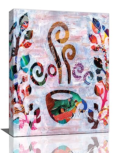 yerretin Abstract Banksy Coffee Wall Art Graffiti Pictures Wall Decor Dining Room Canvas Painting Modern Artwork Home Decoration for Kitchen Cafe Coffee Bar Framed 12"x16" - color: Banksy Coffee, size: 16"L x 12"W