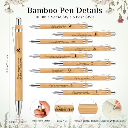 Spakon 10 Sets Christian Gifts Bulk Bible Verse Pens Keychain, Spanish - style: Spanish