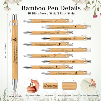 Spakon 10 Sets Christian Gifts Bulk Bible Verse Pens Keychain, Spanish - style: Spanish