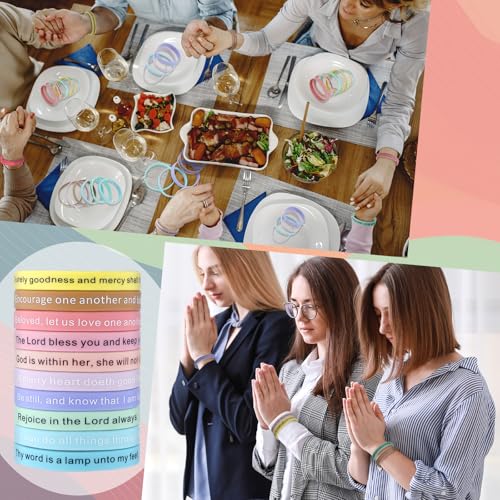 Estune 120 Pcs Bible Verse Bracelets Christian Wristbands, Macaroon Color - color: Macaroon Color