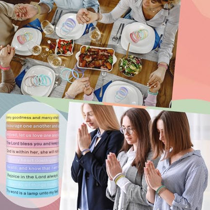 Estune 120 Pcs Bible Verse Bracelets Christian Wristbands, Macaroon Color - color: Macaroon Color