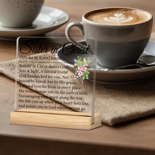 Sister in Christ Gifts for Women Acrylic Desk Sign - color: M60A03