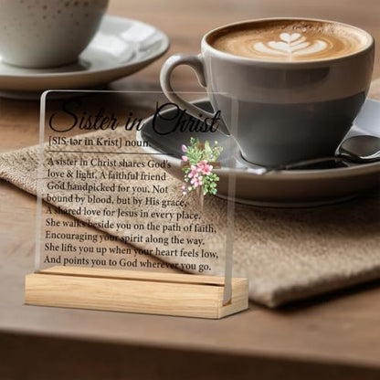 Sister in Christ Gifts for Women Acrylic Desk Sign - color: M60A03