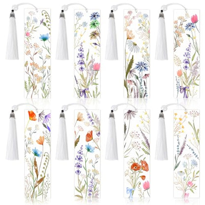 8 Pieces Christian Bible Verse Diamond Art Bookmarks 5d Christian Beaded Bookmark Acrylic Tassel Bookmark for DIY Making Beginners Adults Arts Craft Supplies (Wildflowers) - color: Wildflowers