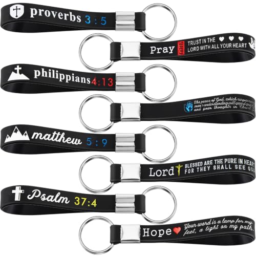 Sureio 24/48/100pcs God Father Christian Gifts Keychains Bulk with Bible Scripture Inspirational Keychains Church Vbs Gift - color: Dark Colors