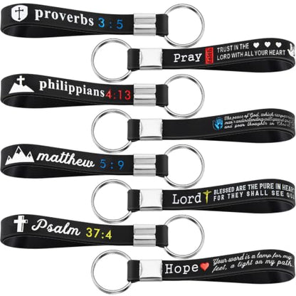 Sureio 24/48/100pcs God Father Christian Gifts Keychains Bulk with Bible Scripture Inspirational Keychains Church Vbs Gift - color: Dark Colors