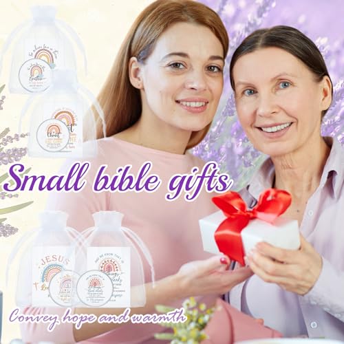 Yuntau 48 Pack Christian Scented Candle Bulk Bible Verse Candle with Scripture Cards Gift Bags 0.3 oz Religious for Women Church Baptism Prayer Party Guest(Boho,Rainbow)
