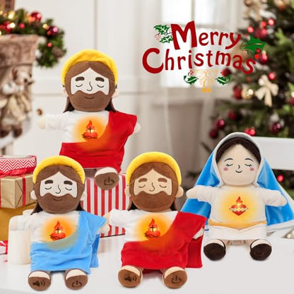 15" Soothing Jesus Plush Toys that Breathes, Light up Plush of God - color: Brown