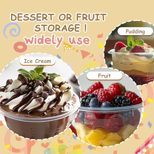 [100 Sets 5 oz] Clear Plastic Cups with Dome Lids,Disposable Plastic Drinking Cups,Parfait Cups for Cupcake/Ice Cream/Latte/Cold drinks - size: 5oz