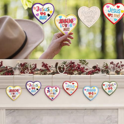 12 Sets Jesus Loves Me Wooden Crafts Sunday School VBS Kit - style: Jesus Loves Me