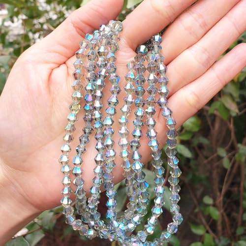 250pcs Czech 6mm (0.24 Inch) Faceted Bicone Crystal Glass Beads Spacer Bulk Green Peridot Shimmer - color: Peridot Shimmer, size: 6mm - 250pcs