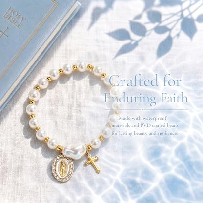 Holy Water Bracelet for Women,Religious Christian FaithJewelry - color: White