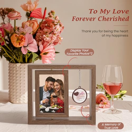 LukieJac Valentine’s Day Gift - I Love You Gifts Couple Frames - Anniversary Birthday Christmas I Miss You Gifts for Her, Him Romantic Rotating 4x6 Picture Frame - color: To My Love